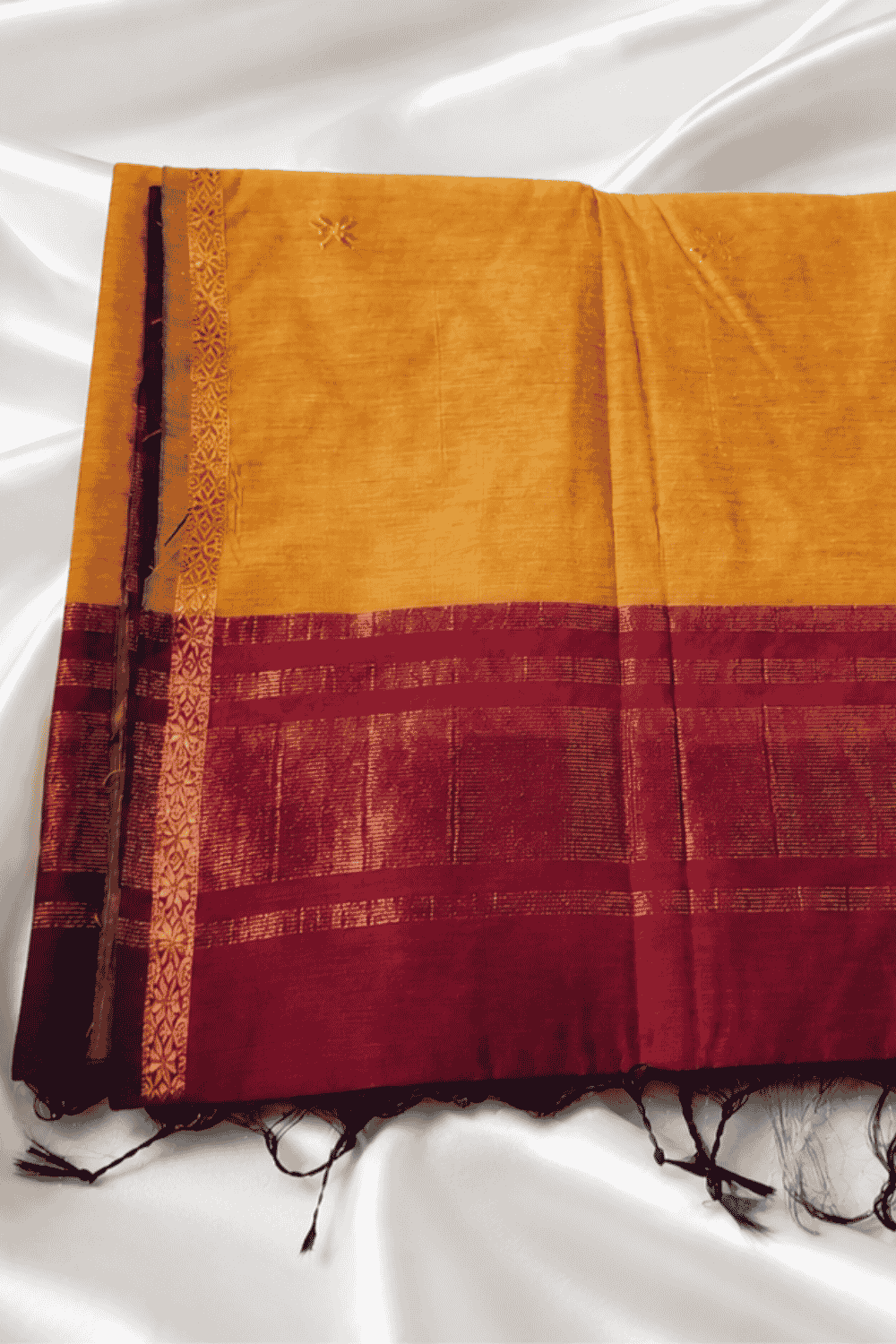 Maheswari Silk Cotton Saree Golden Yellow