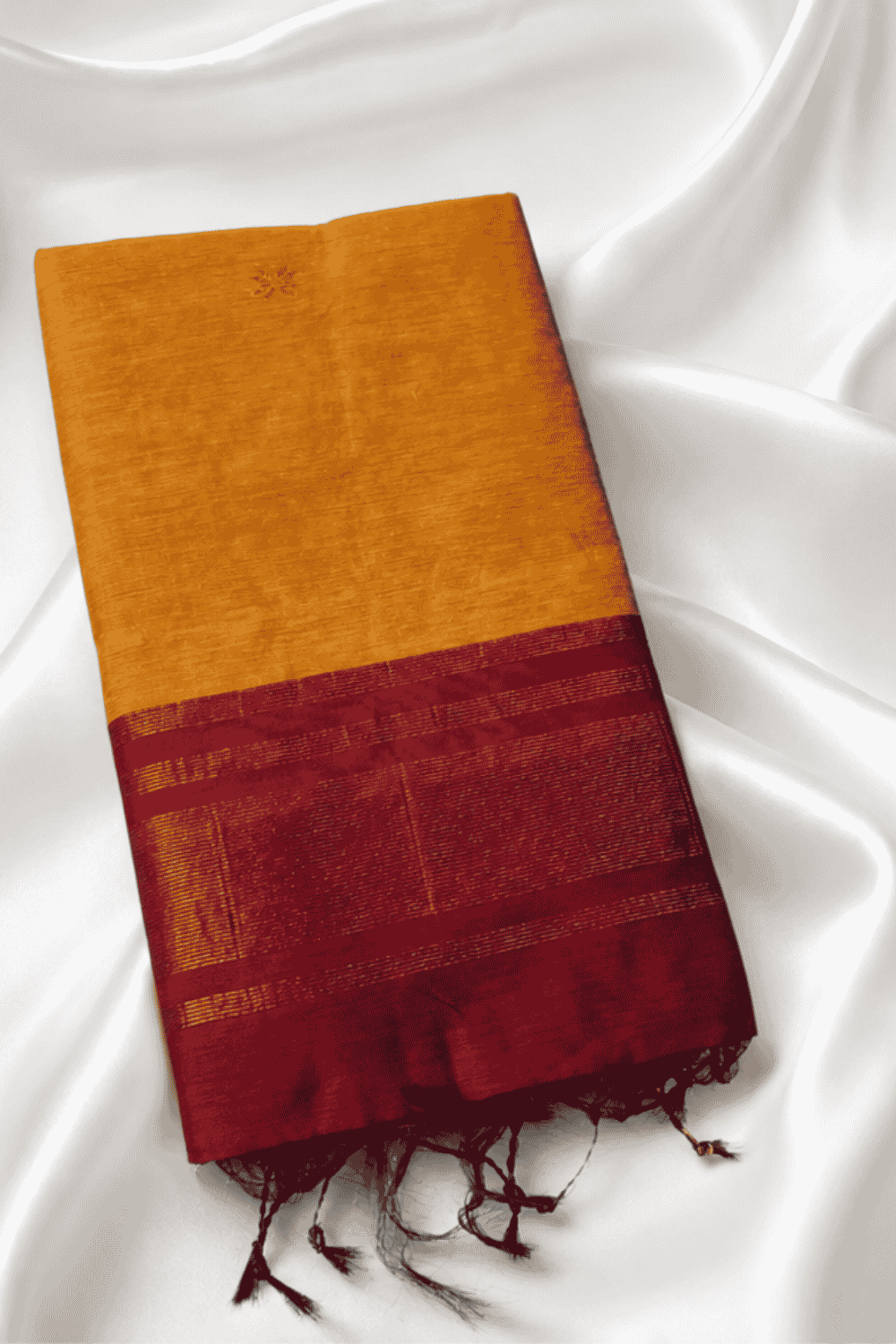 Maheswari Silk Cotton Saree Golden Yellow