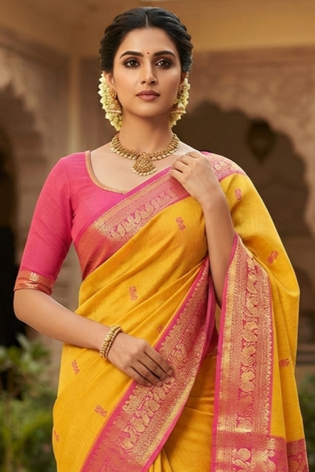Kalyani Cotton Saree Yellow