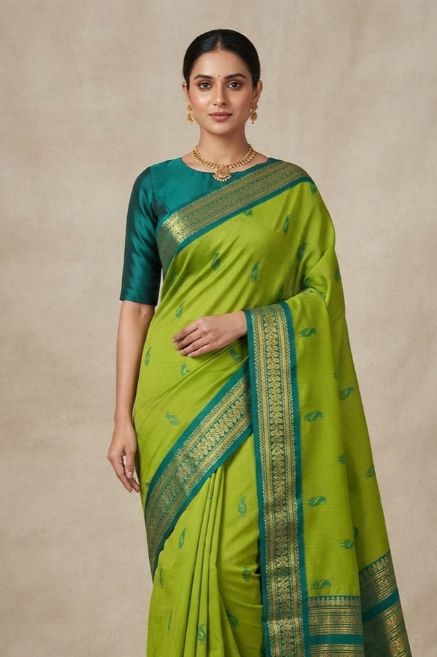 Kalyani Cotton Saree Green