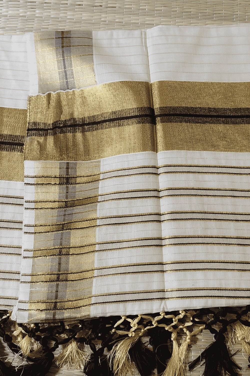 Kasavu Saree with Golden Stripes