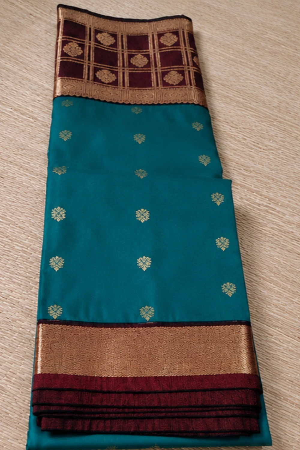 Mathuri Silk Saree Teal Blue