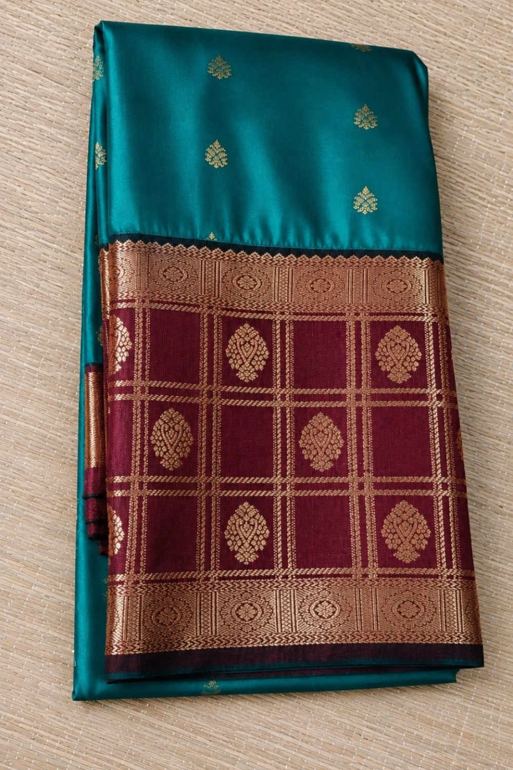 Mathuri Silk Saree Teal Blue