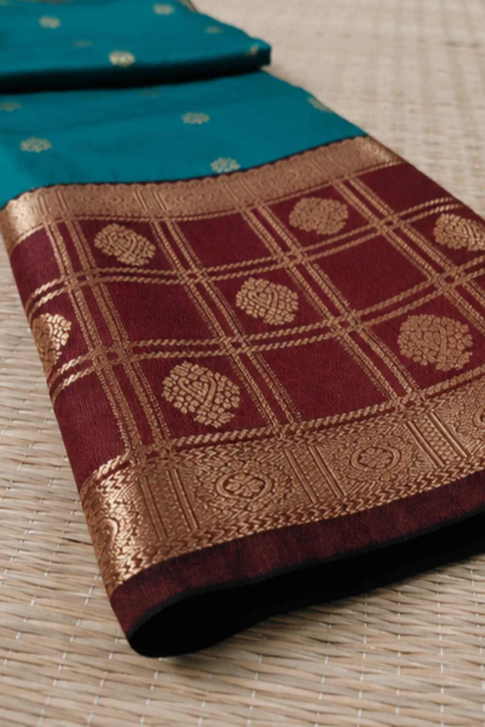 Mathuri Silk Saree Teal Blue