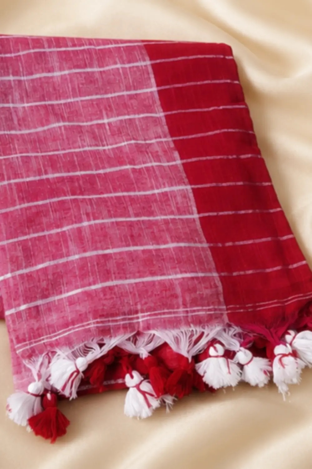 Berry Red Linen Saree