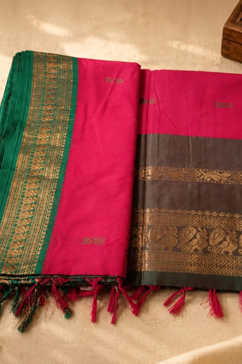 Kalyani Cotton Saree Chilli Red