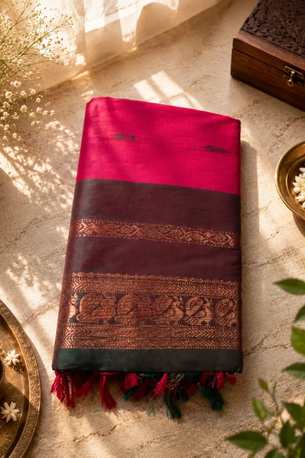 Kalyani Cotton Saree Chilli Red