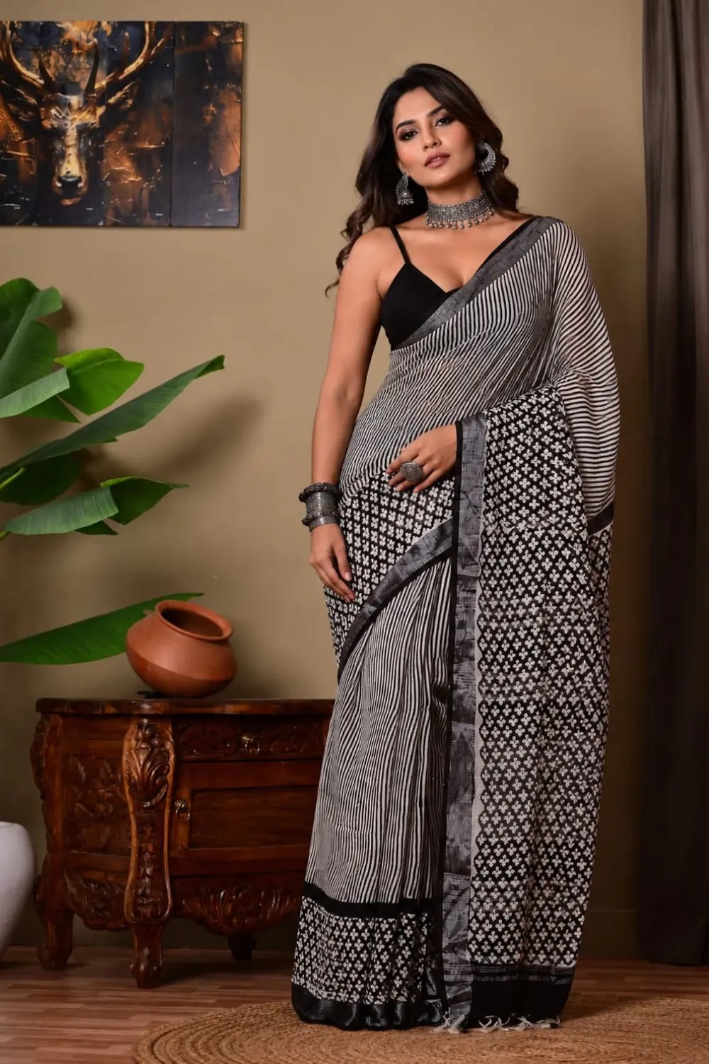 Linen Saree Off White