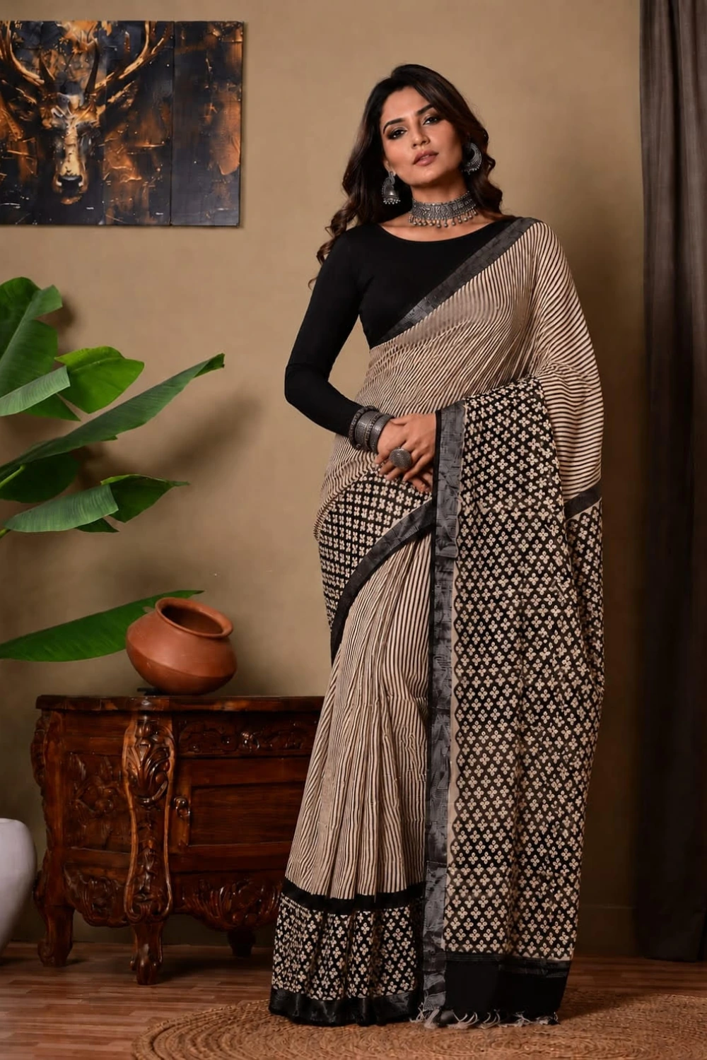 Linen Saree Off White