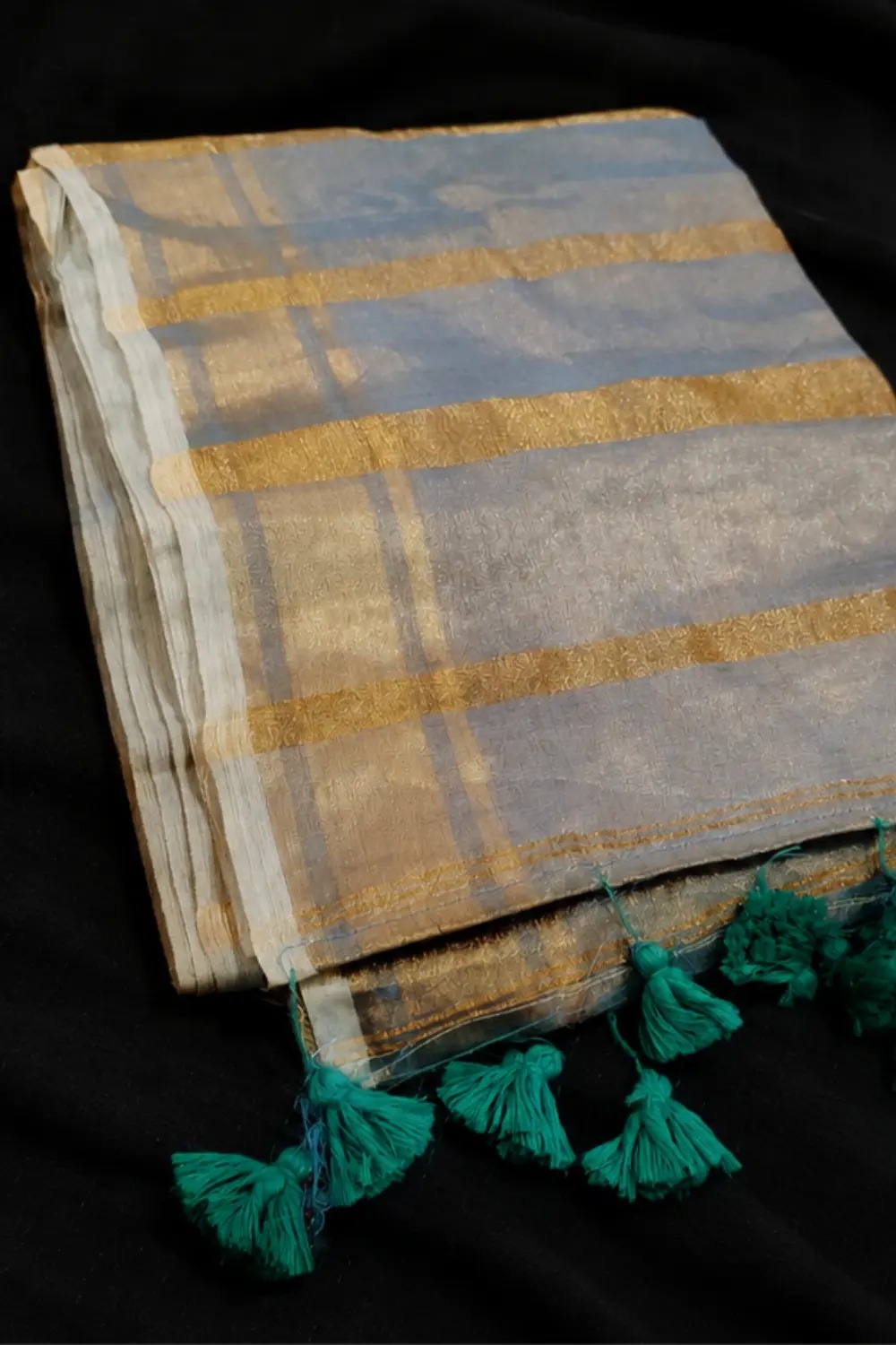 Pastel Grey Tissue Saree