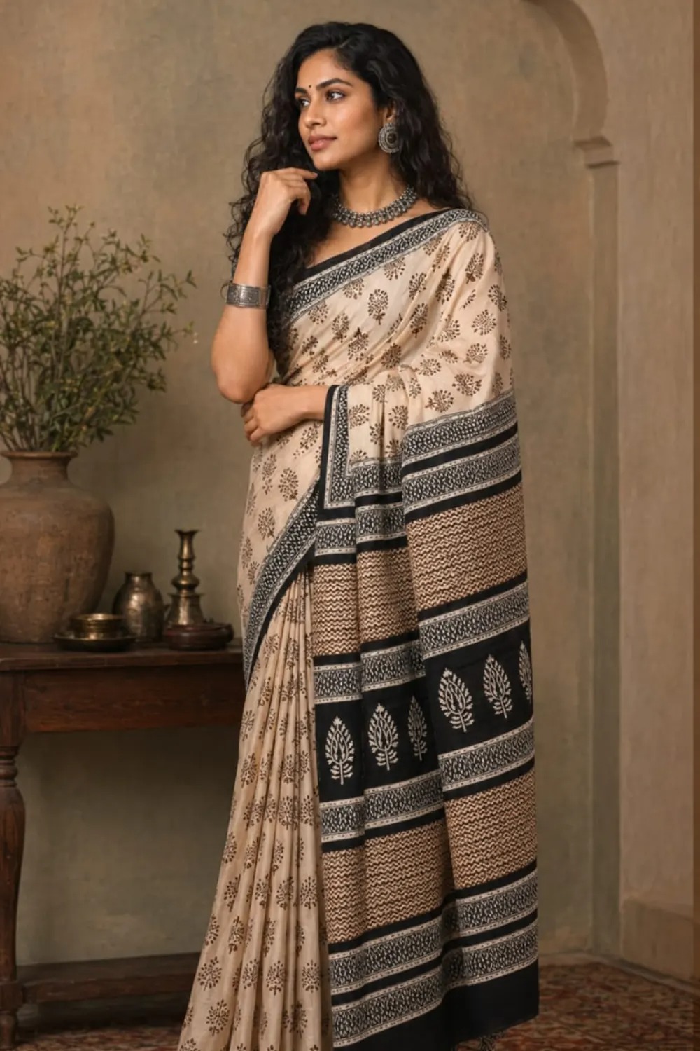 Jaipur Cotton Saree Beige