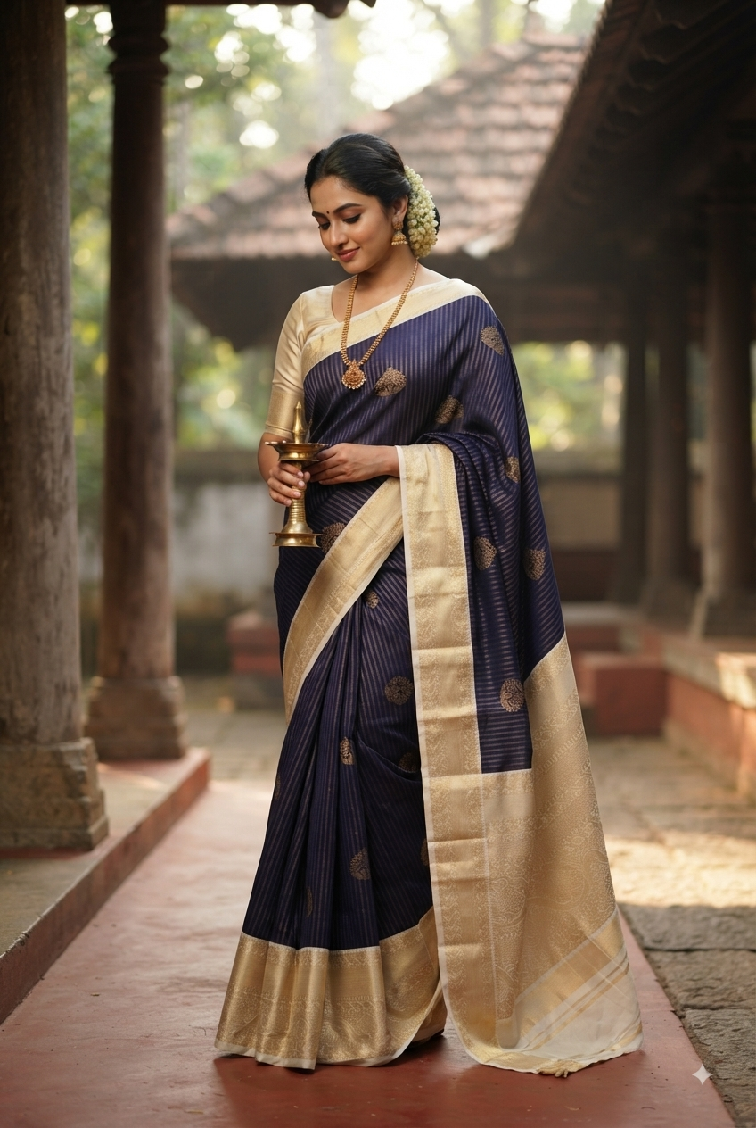 Nila Midnight Blue Silk Saree